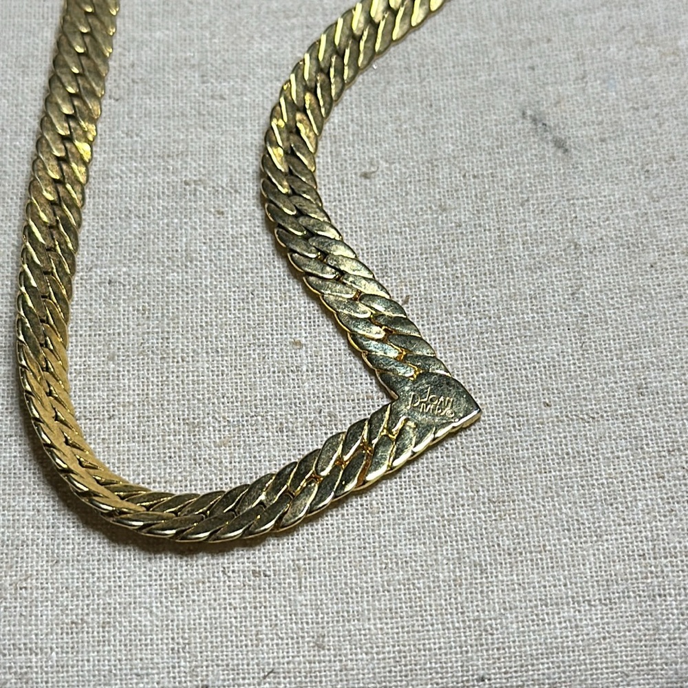 Joan Rivers Gold Choker Herringbone Classic Chain Vintage Necklace - Picture 5 of 7